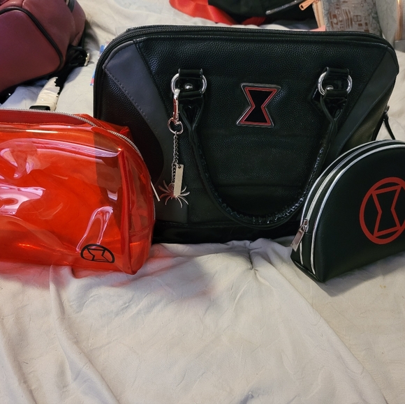Bioworld Handbags - Bioworld black widow tote and ulta makeup bags